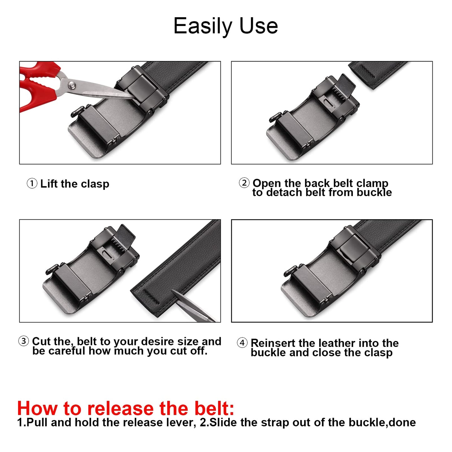 SENDEFN Men's Leather Automatic Ratchet Slide Belt