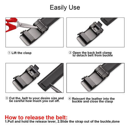SENDEFN Men's Leather Automatic Ratchet Slide Belt