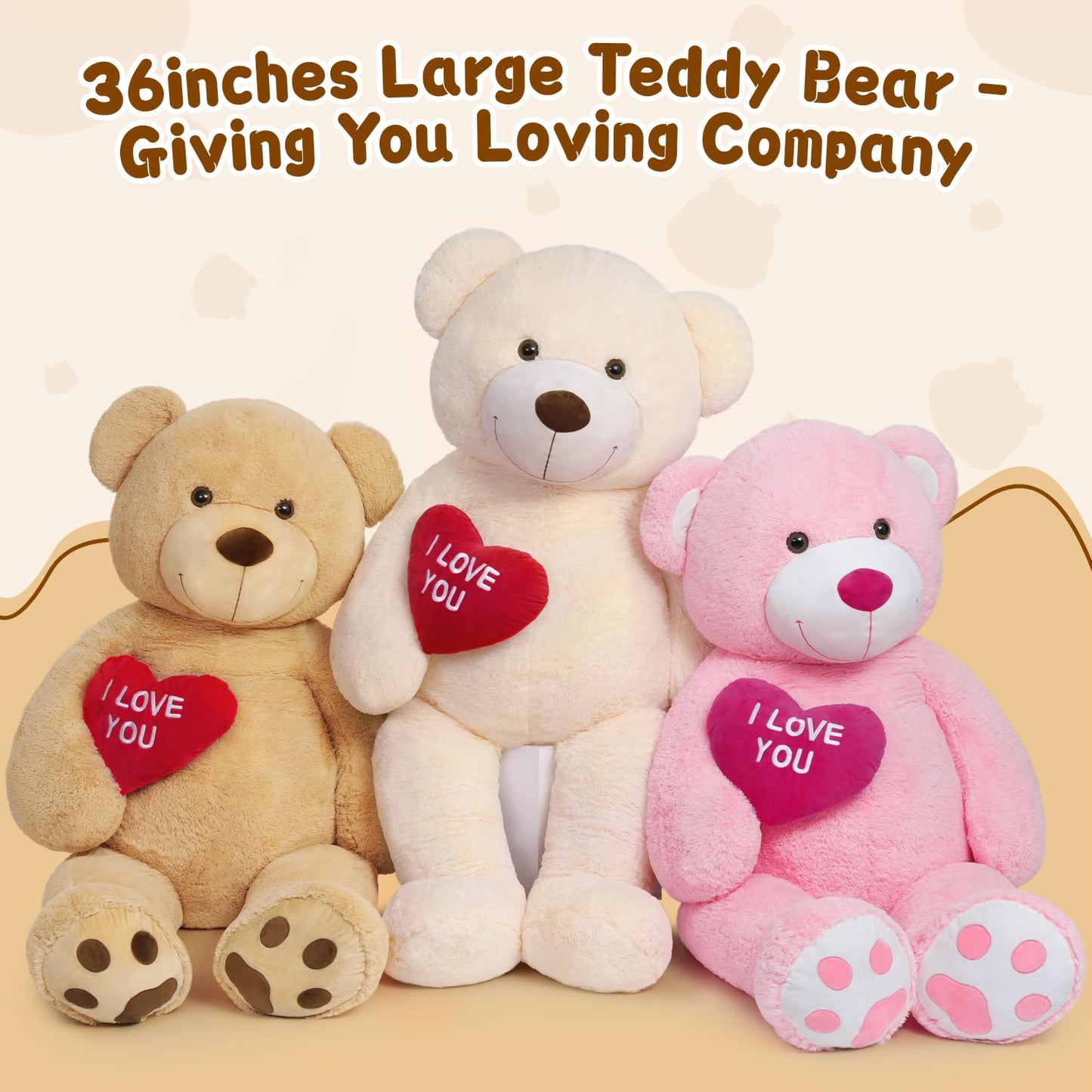 MaoGoLan Giant Teddy Bear Plush with Heart