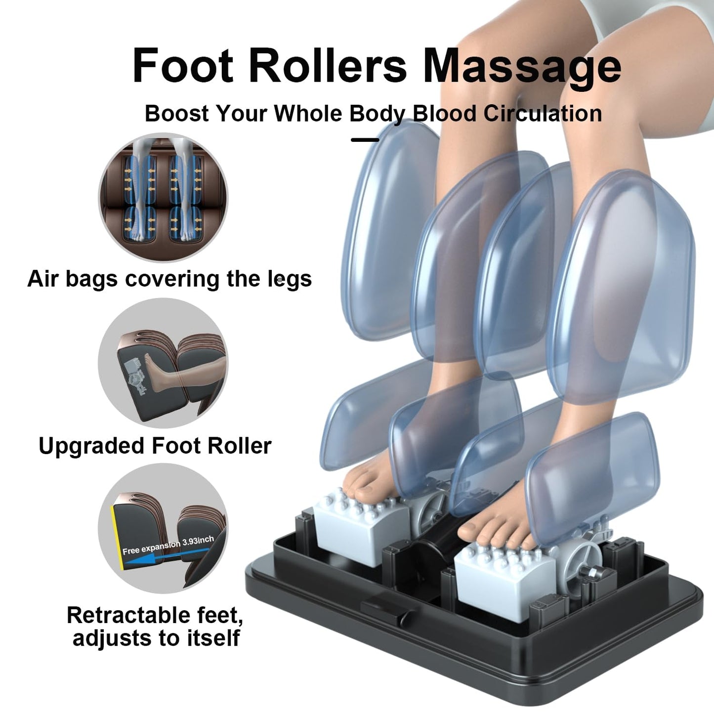 QOOQI Full Body Massage Chair, Zero Gravity Massage Chair, Automatic Shoulder Height Detection Massage Chair Recliner with Foot Rollers, Built-in Heater, Bluetooth Player for Home, Office.