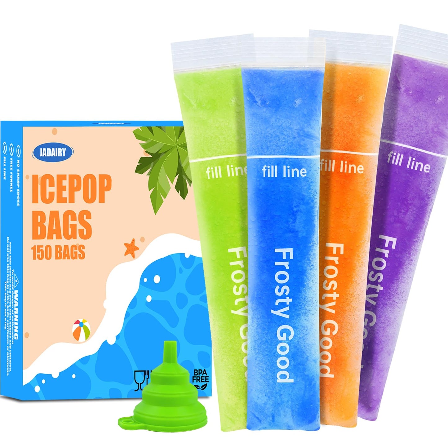 Disposable Ice Pop Mold Bags, BPA-Free, 150 Pack