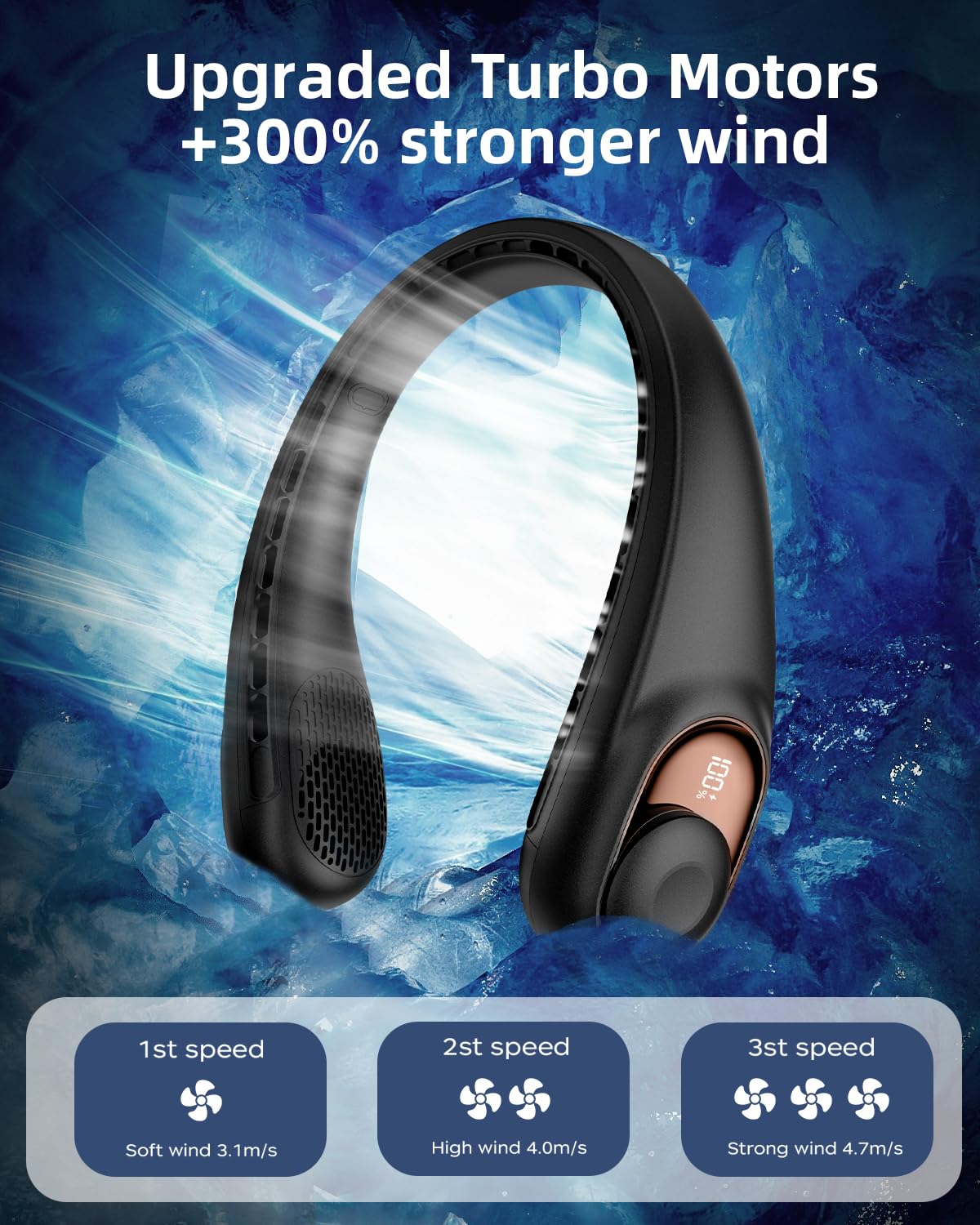 Neck Fan TUNISE USB-C Rechargeable with LED Display