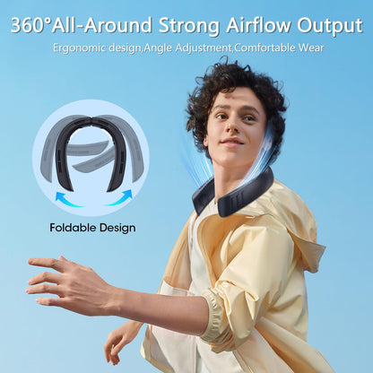 Portable Rechargeable Neck Fan with 360° Cooling