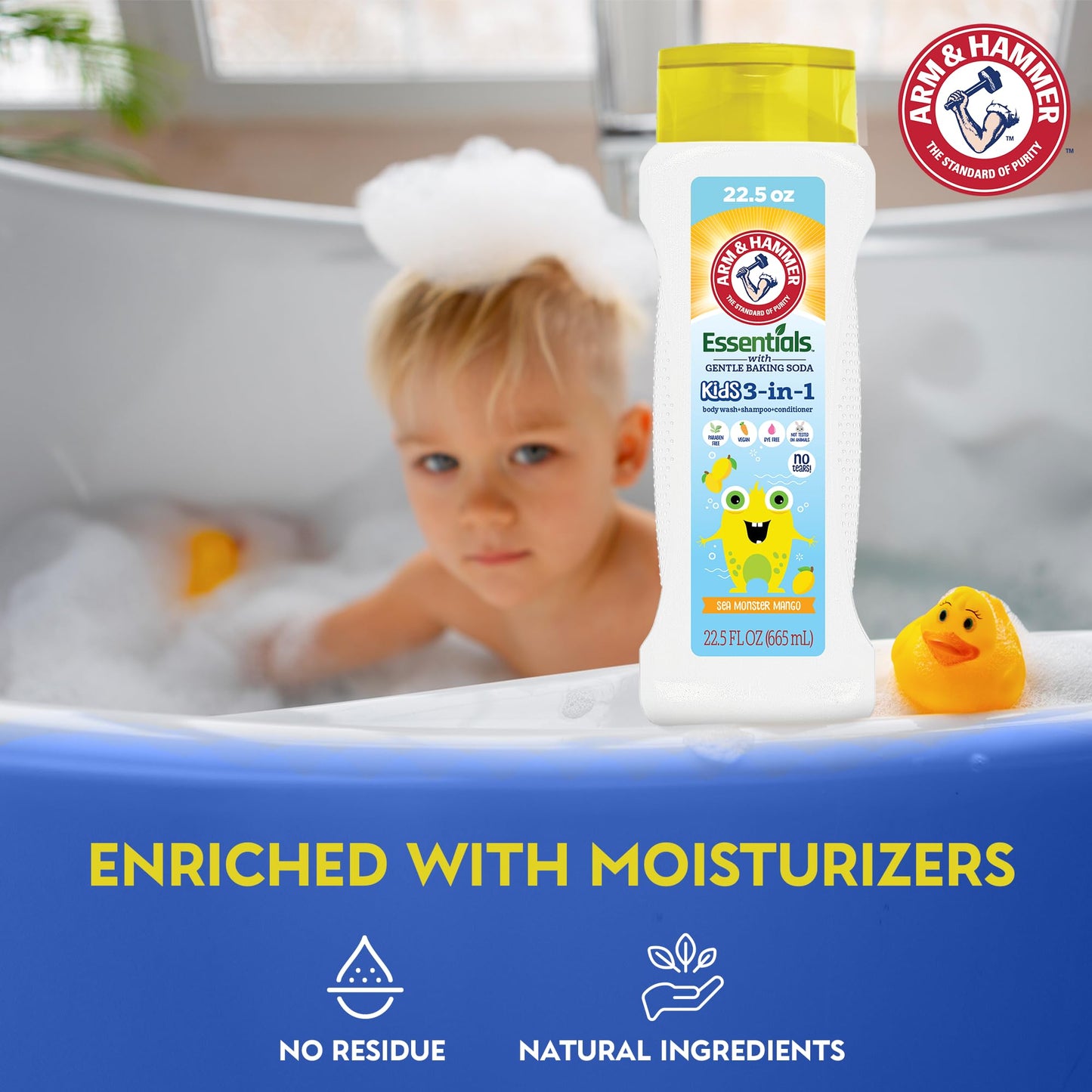 Arm & Hammer Essentials Kids Body Wash - 3-in-1 Watermelon Kiwi 22.5oz - Kids Shampoo and Body Wash And Conditioner - Non Toxic Body Wash