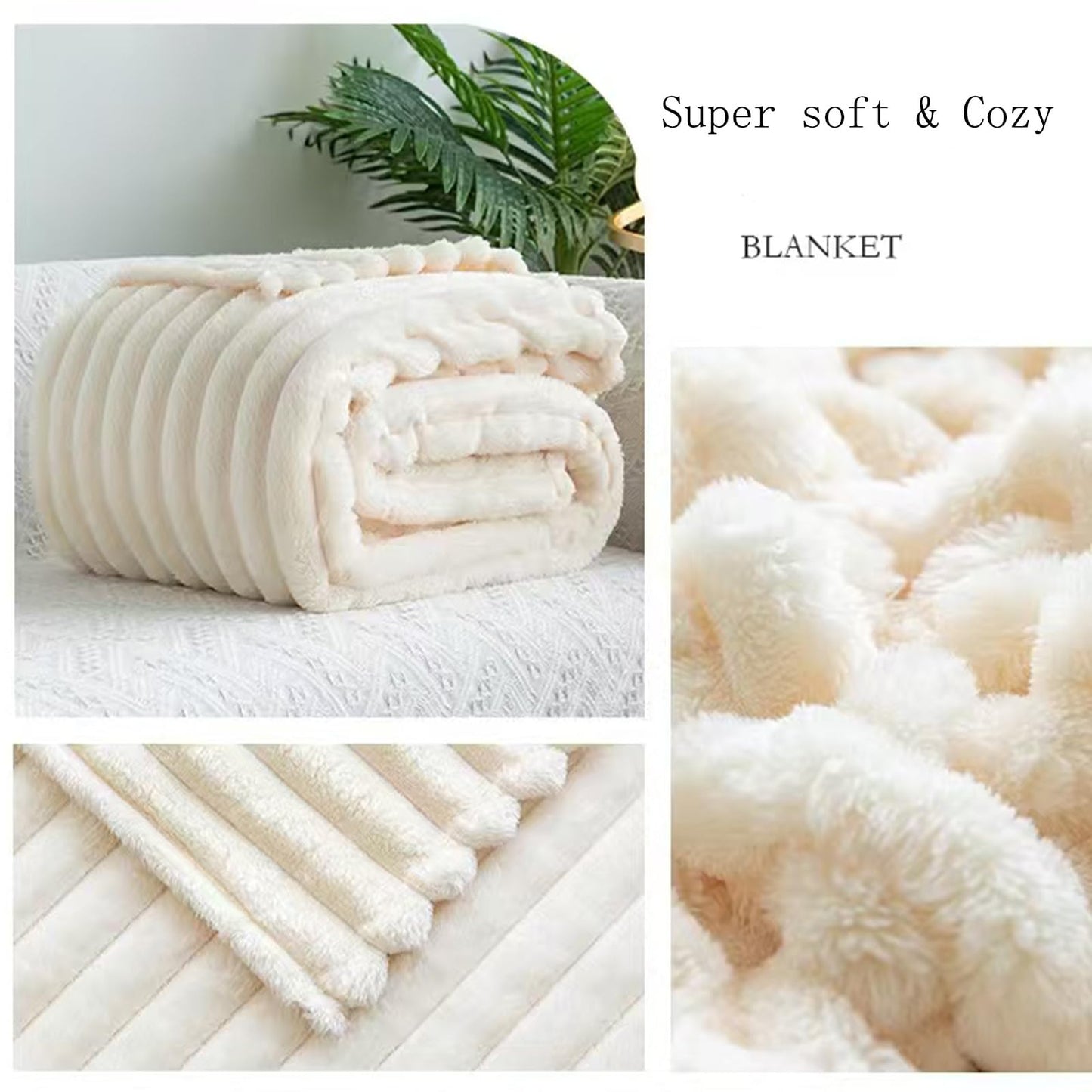 Fuzzy Throw Blanket for Couch Sofa Bed