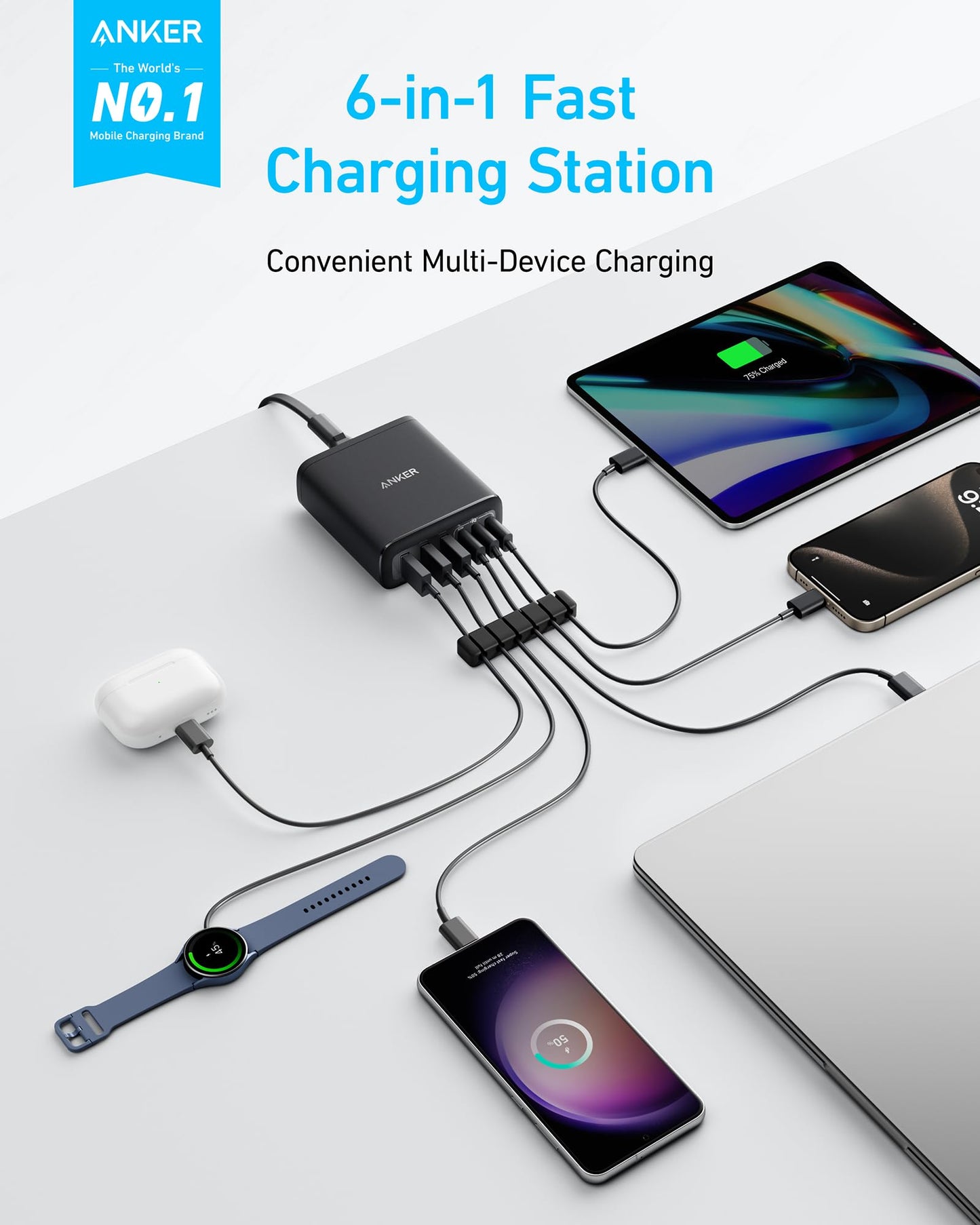 112W Anker 6-Port Fast Charging Station