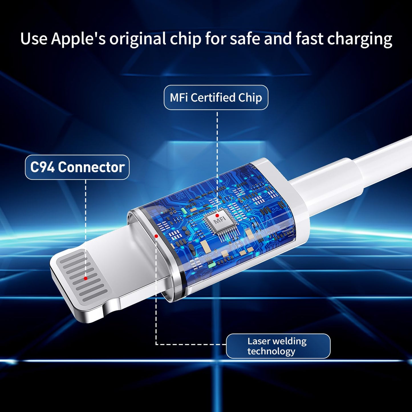 3-Pack Fast Charging Wall Charger with Cable