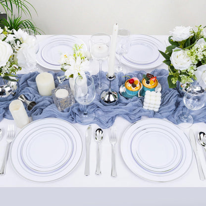 DaYammi 500pcs Silver Plastic Dinnerware Set