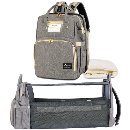 HappyLuoka Diaper Bag Backpack with Changing Pad, Baby Bag for Boys Girls, Unisex Nappy Changing Bag, Multifunction Large Capacity Travel Back Pack for Moms Dads, Grey