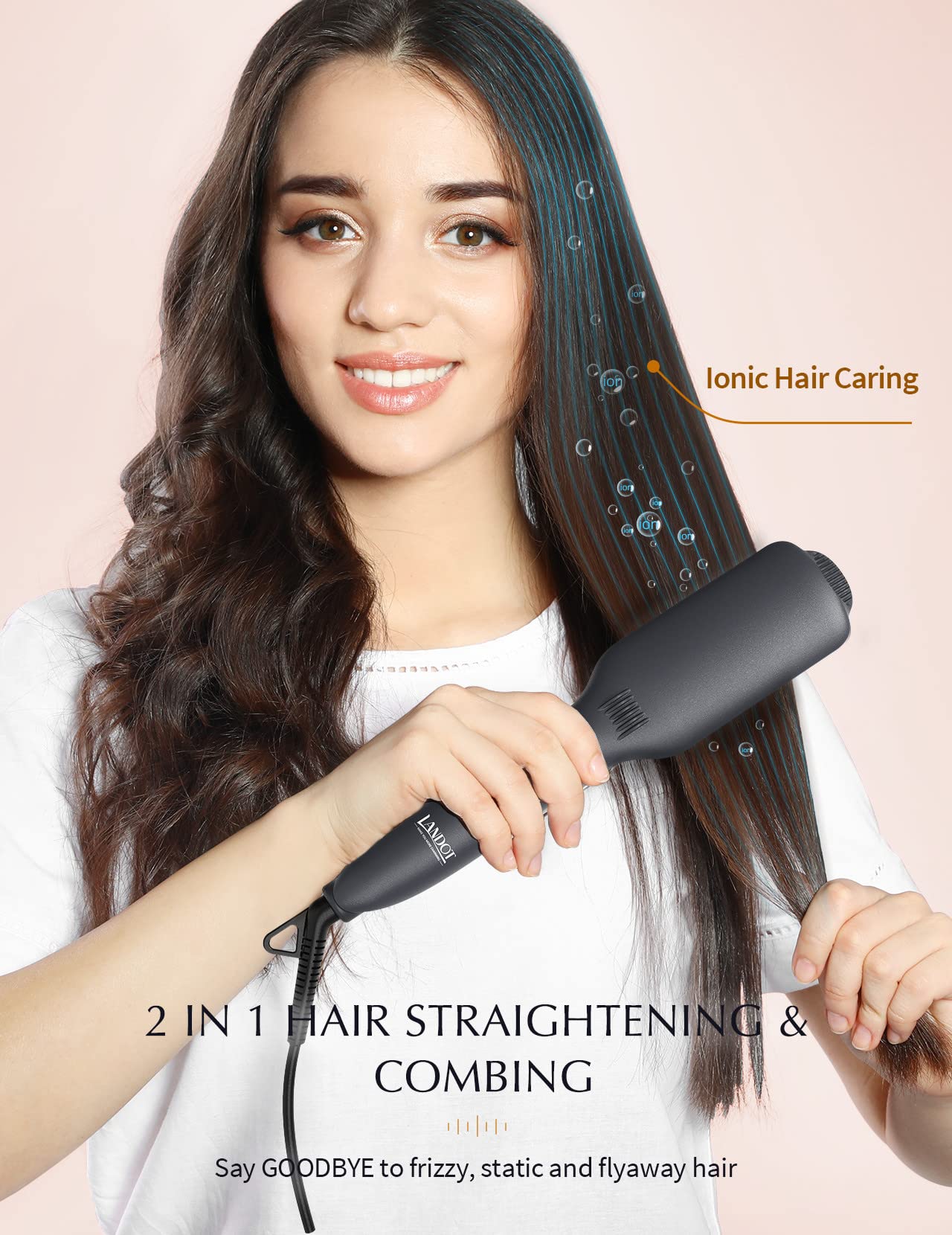 LANDOT Hair Straightening Brush with Dual Voltage