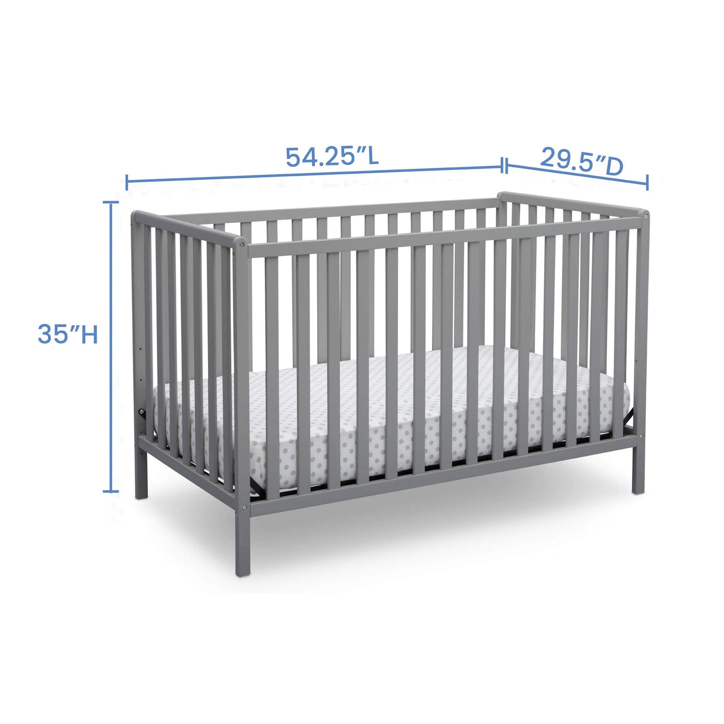 Delta Children Heartland 4-in-1 Convertible Crib - Greenguard Gold Certified, Grey