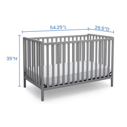 Delta Children Heartland 4-in-1 Convertible Crib - Greenguard Gold Certified, Grey