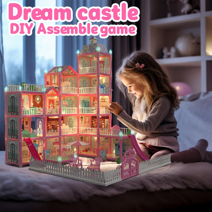 JoyZin 374Pcs Doll House for Girls, 15 Rooms Princess Playhouse with Lights, Dolls, Furniture, Accessories, Pretend Play Dream House Toys for 3 4 5 6 7 8 9 10 Years Old Kids Toddlers Gifts