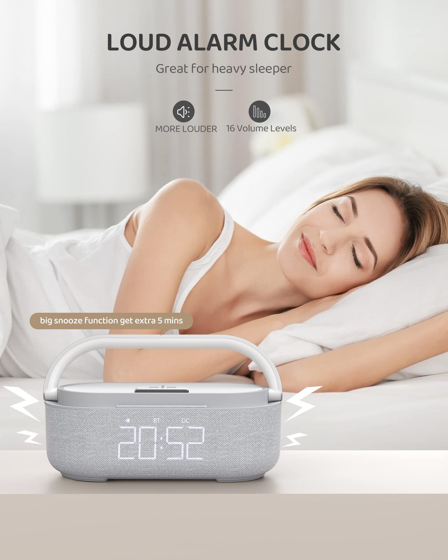 Bluetooth Speaker with Wireless Charger and Night Light