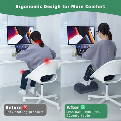 Bejibear Ergonomic Foot Rest for Under Desk at Work, Comfortable Foot Stool with 2 Adjustable Heights, Suitable for Office, Home and Car Footrest, Grey