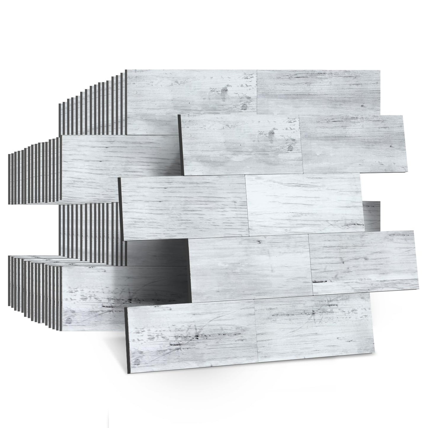 UPDATE: DEAD! Midcard 5 Sheets Light Rustic White/Gray Wood Peel and Stick Tile Backsplash