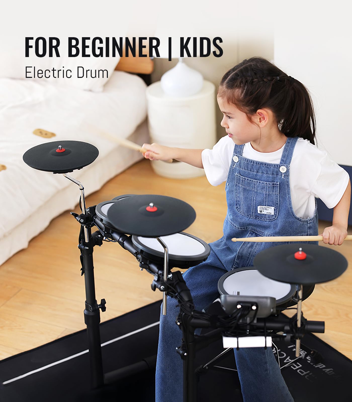 Electric Drum Set with Mesh Pads and Cymbals