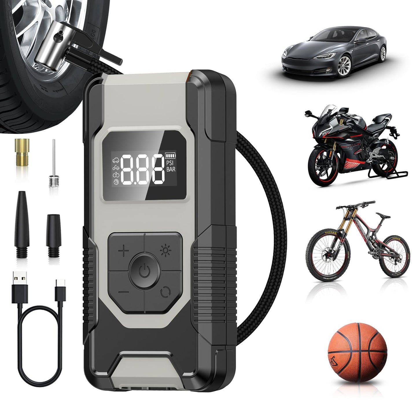 Portable Air Compressor Tire Inflator with Gauge