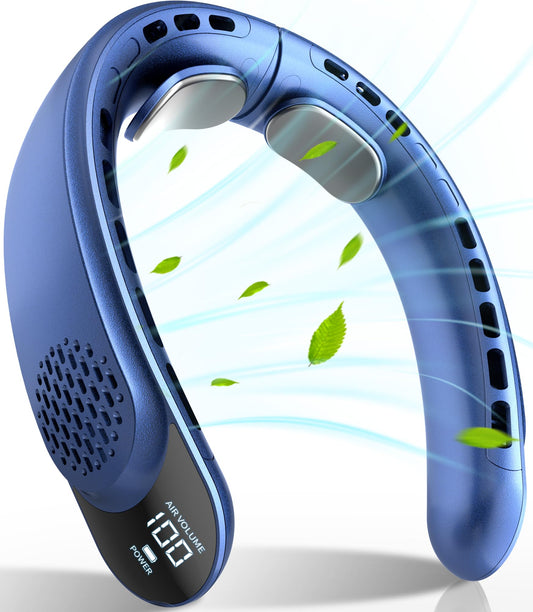 Rechargeable Neck Fan with LED Display, 4000mAh