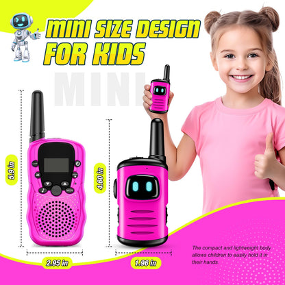 Walkie Talkies Toys for Kids 3-6: DASTION-99 Mini Pink Girls Robots Walkies Talkie for 3-5 Year Old Girl Christmas Birthday Gifts Stocking Stuffers for Kids Age 4-6 Outdoor Games, Camping