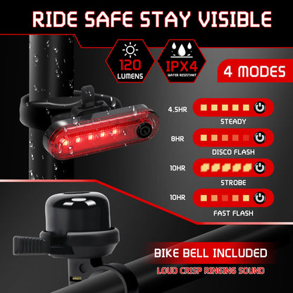 LED Bike Light Set with Bell and Modes