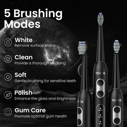 YUNCHI Sonic Electric Toothbrush with 4 Brush Heads