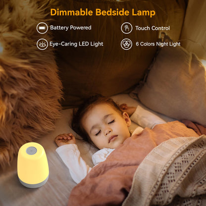 winshine Kids Night Light, 3 Way Dimmable Touch Night Light for Kids, 7 Colors Changing RGBW Rechargeable Portable Baby Night Light Lamp