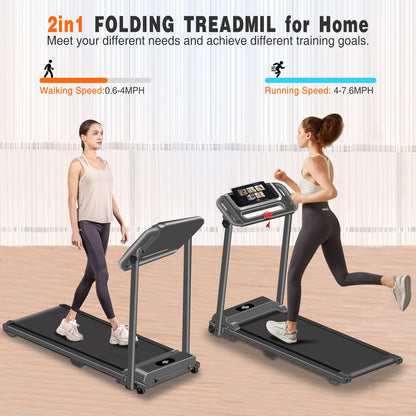 NXSCI Folding Treadmill, 3.0HP Portable Foldable Treadmills for Home with 12 Preset Programs, LED Display, Compact Small Treadmill for Office, Walking Pad Treadmill, 300 LBS Capacity