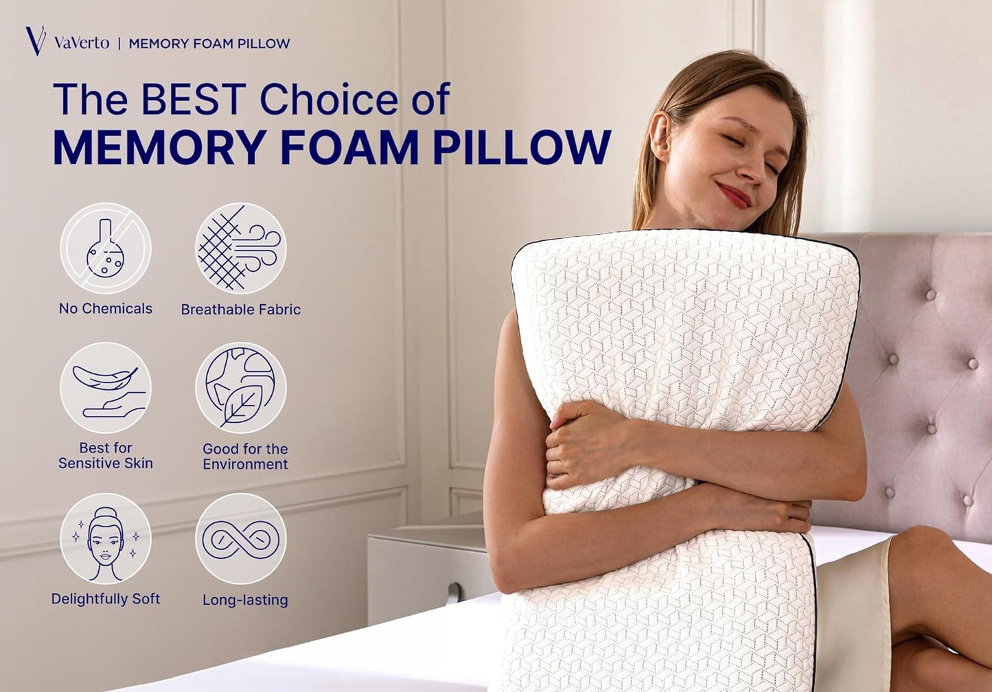 Vaverto Cooling Gel Memory Foam Bed Pillow