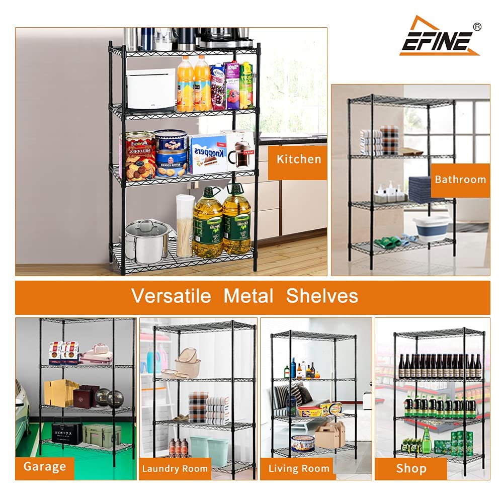 Catalina Creations 4-Shelf [Shelving] [Unit] with Shelf Liners Set of 4, Steel Wire Shelves and Adjustable Storage [Rack] for Kitchen and Garage (35.5W [X] 15.8D [X] 54H)