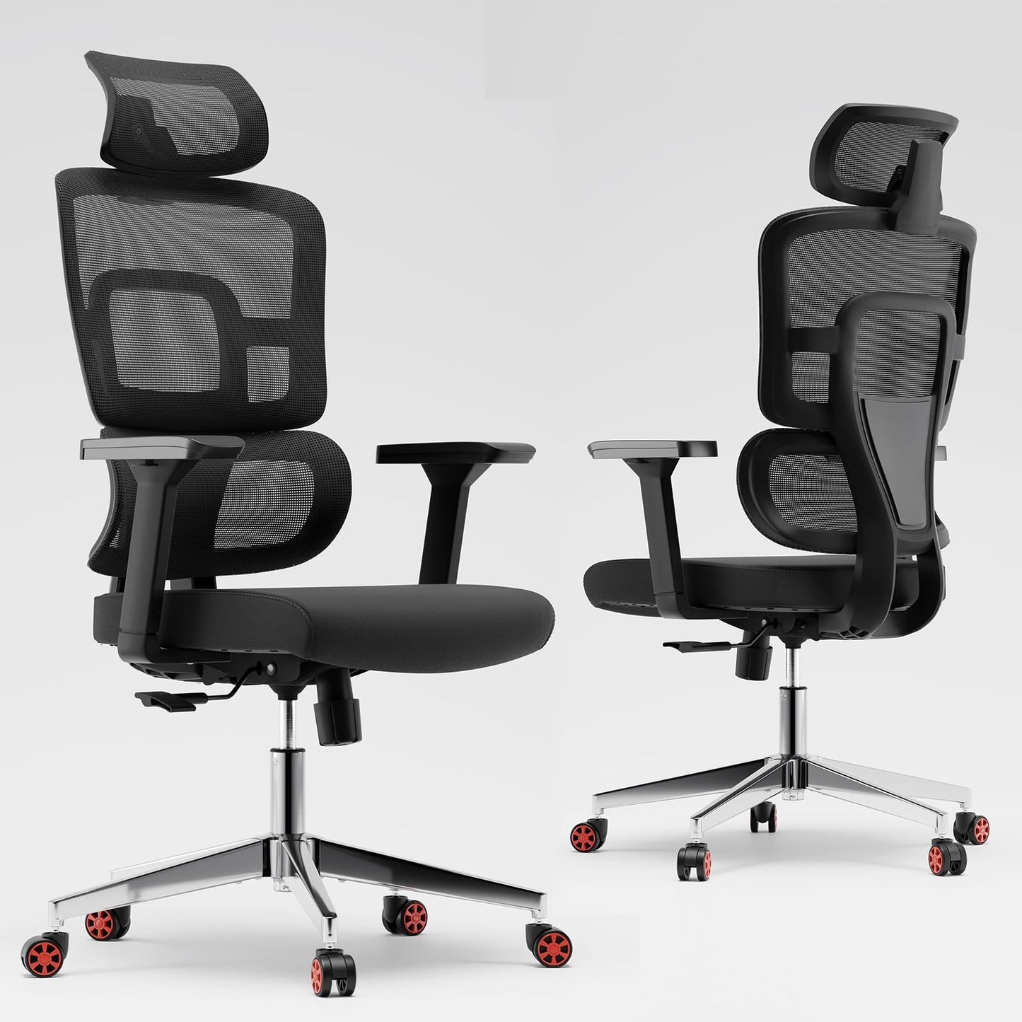 SICHY AGE Big and Tall Office Chair, Home Office Desk Chairs with Lumbar Support and Adjustable Headrest, Ergonomic High Back Office Chairs with Wheels for Work and Study, Black