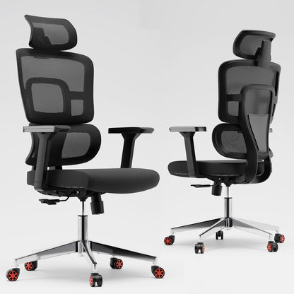 SICHY AGE Big and Tall Office Chair, Home Office Desk Chairs with Lumbar Support and Adjustable Headrest, Ergonomic High Back Office Chairs with Wheels for Work and Study, Black