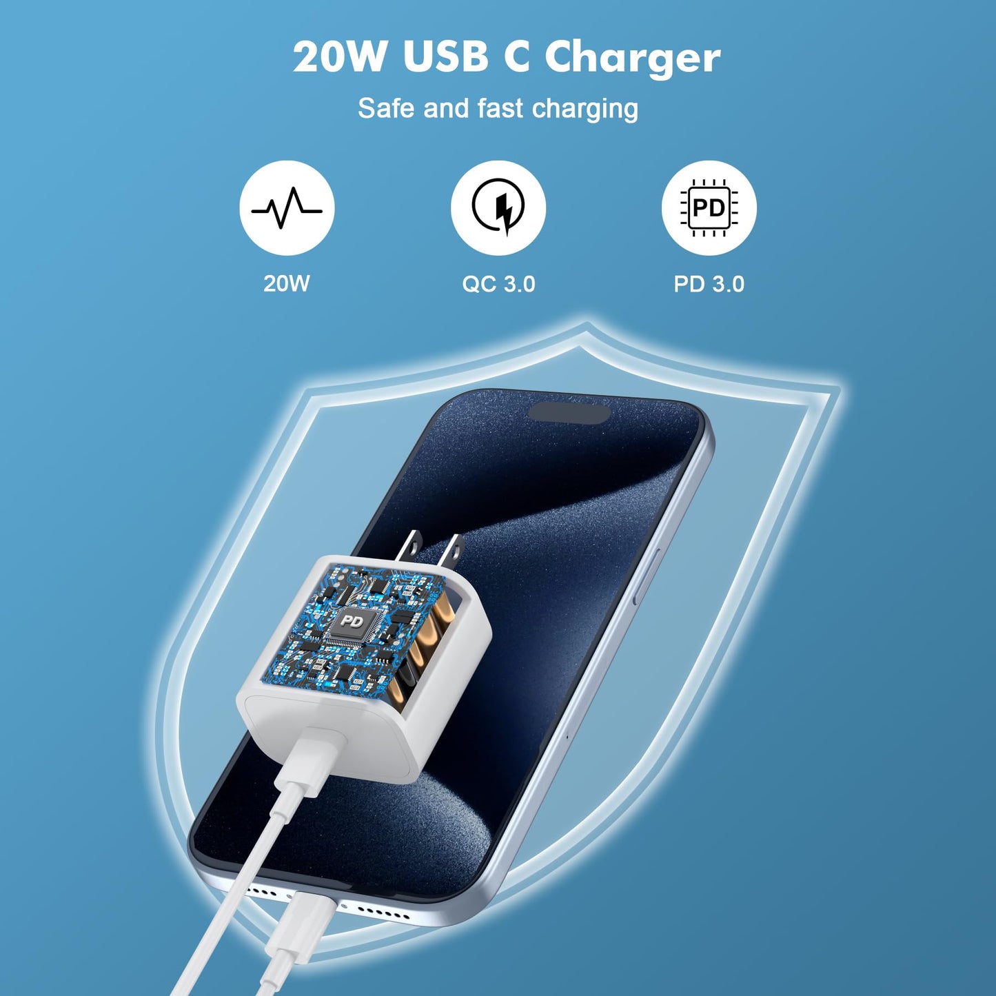 20W USB-C Wall Charger for Phone and Tablet