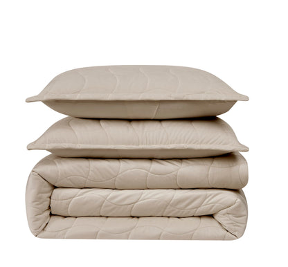 Luxury Beige Velvet Twin Quilt Set with Pillow
