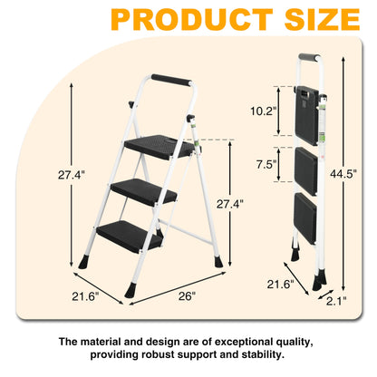 Portable Folding Step Ladder with Anti-Slip Pedal