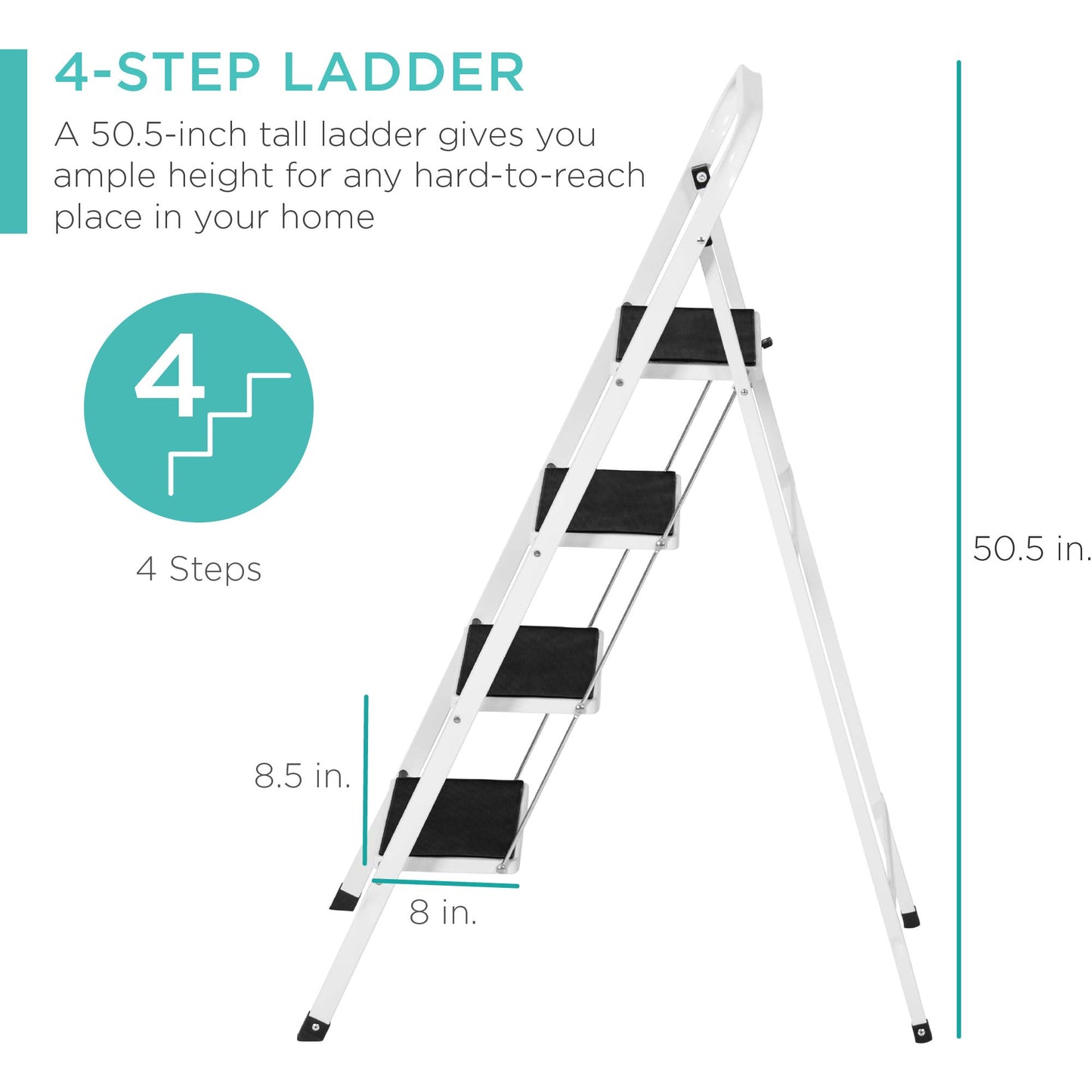 4-Step Heavy-Duty Folding Ladder with Handrail