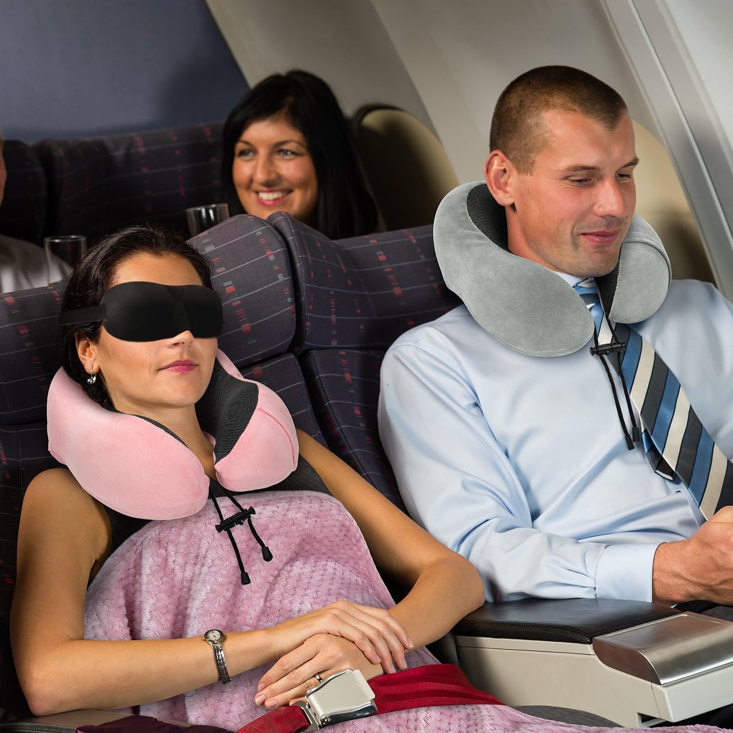 Travel Pillow and Blanket Set for Airplane