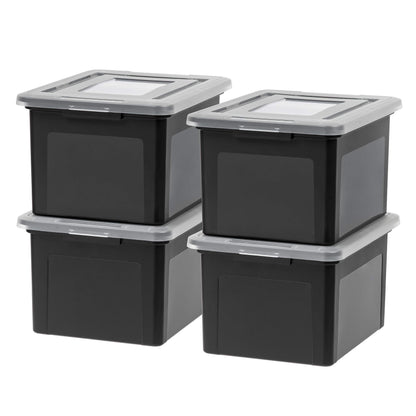 IRIS 4-Pack Plastic File Box Organizer
