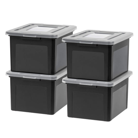 IRIS 4-Pack Plastic File Box Organizer
