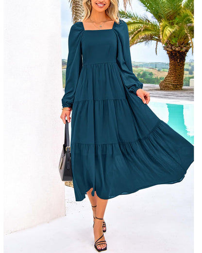 BTFBM Women Formal Puff Sleeve Maxi Dress