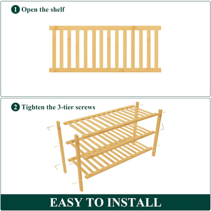 3-Tier Bamboo Shoe Rack Organizer by Smiry