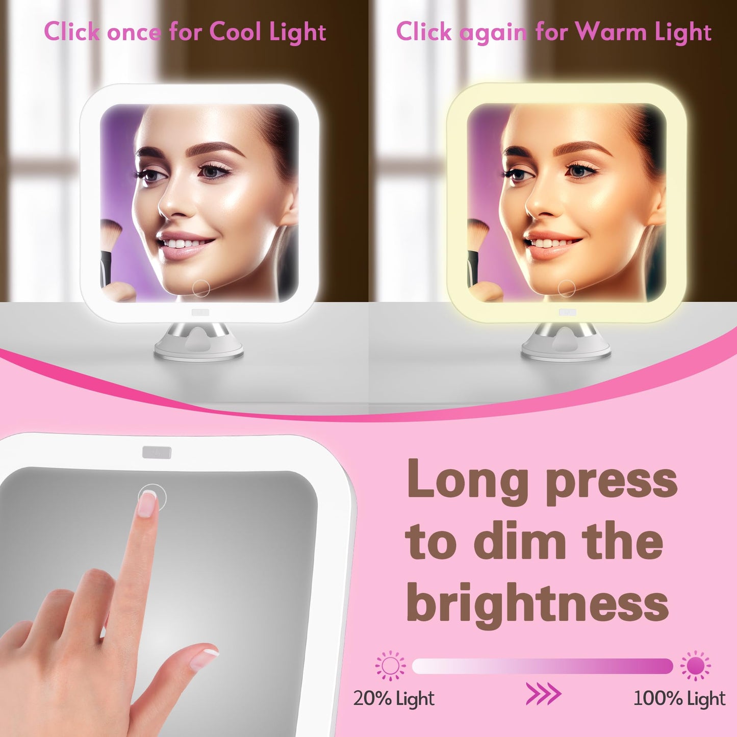10x Magnifying Lighted Makeup Mirror with Suction Base
