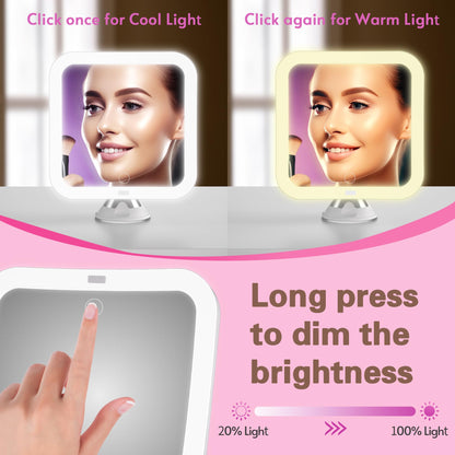 10x Magnifying Lighted Makeup Mirror with Suction Base