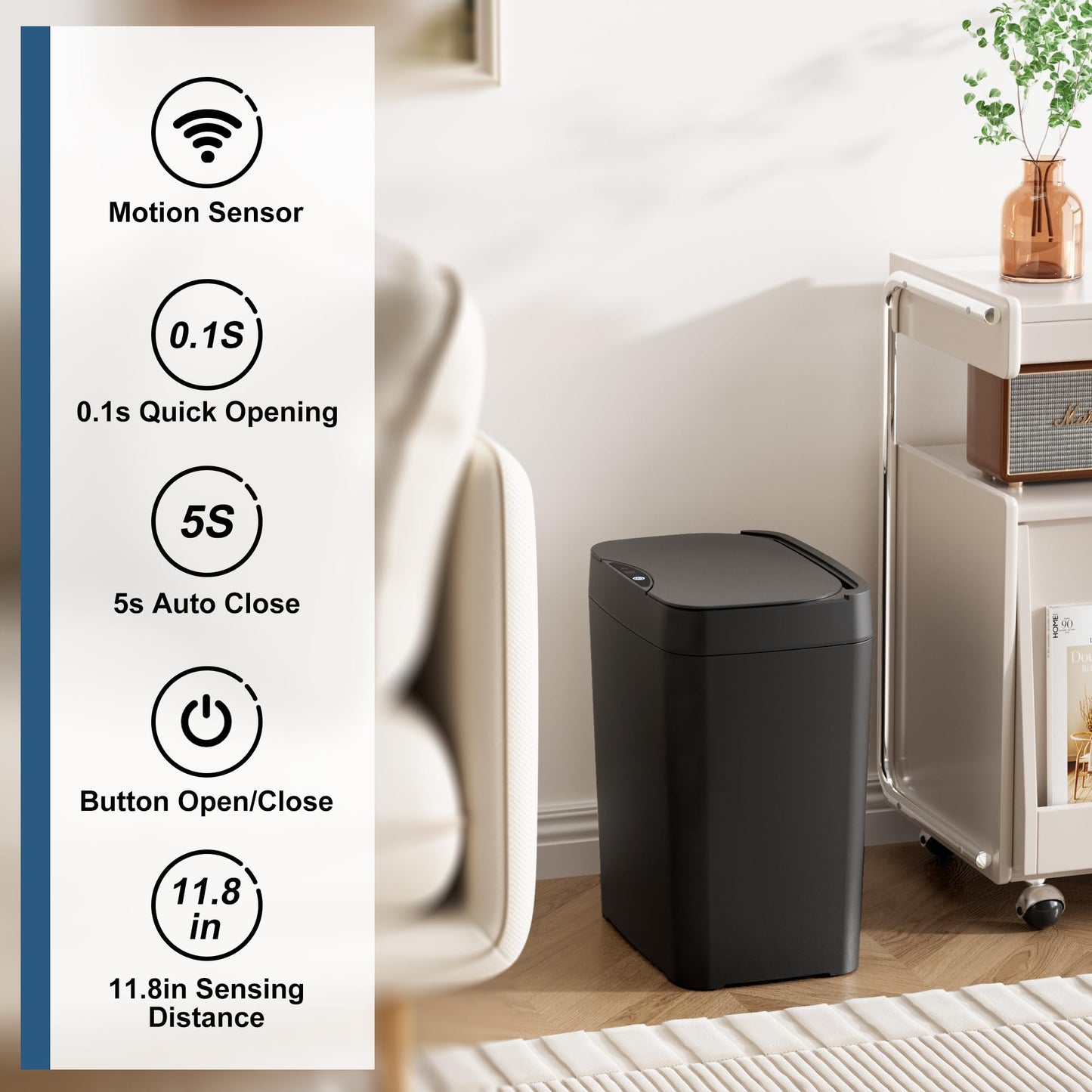 2 Pack Touchless Bathroom Trash Cans