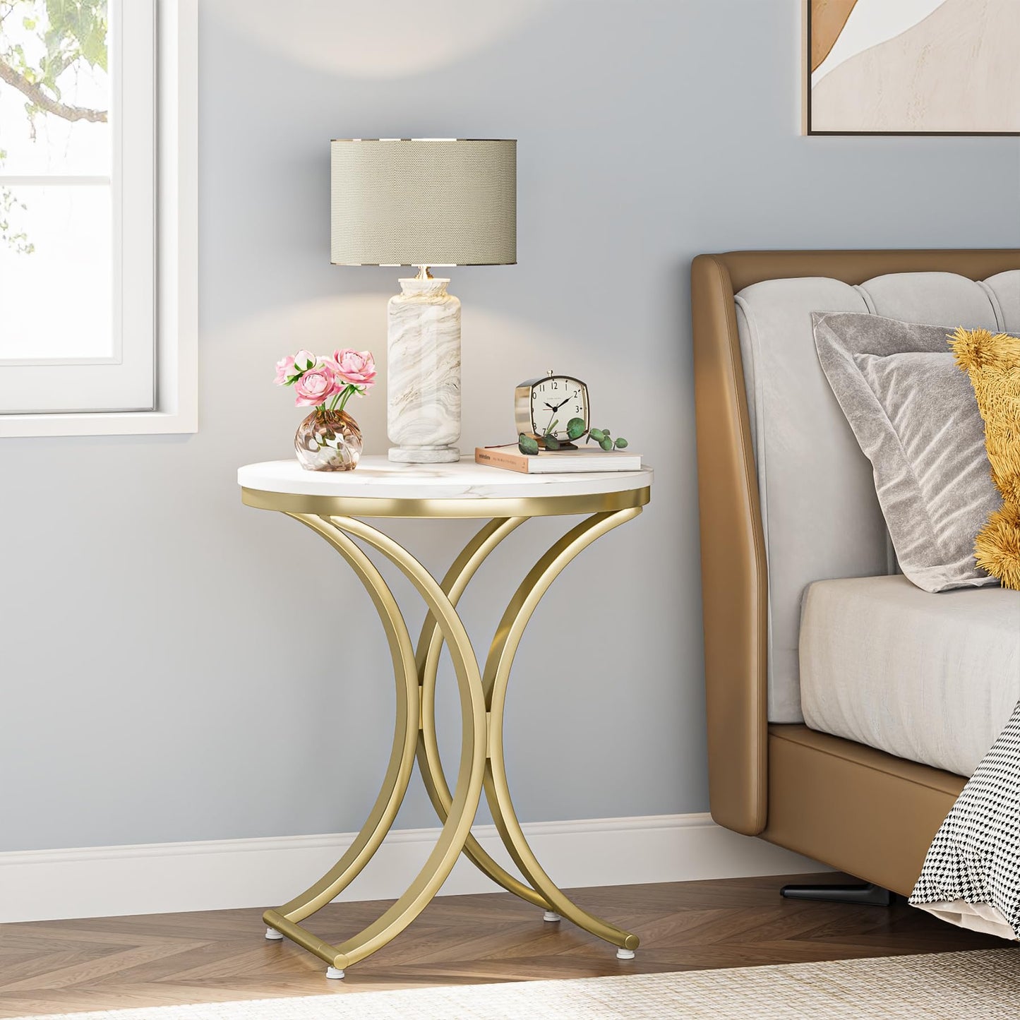 Tribesigns Round Faux Marble Side Table Set