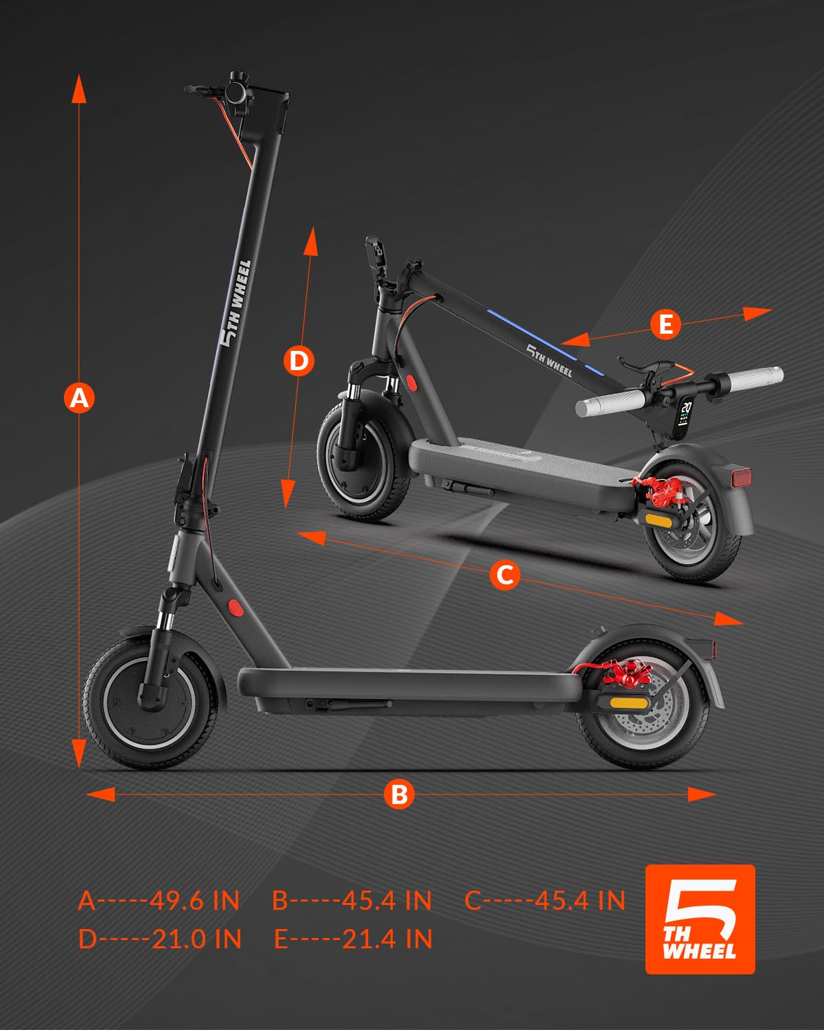 5TH Wheel Electric Scooter 800W 20 MPH Range