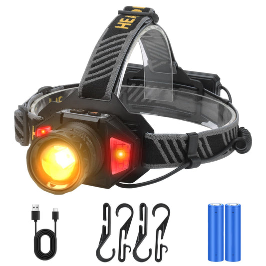 BORUIT 10000 Lumens Rechargeable Headlamp with Red Light