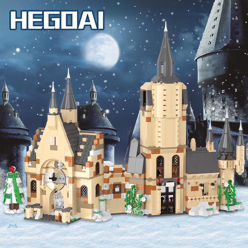 HEGOAI City Clock Tower Building Toy Set for Movie Fans Boys Kids Aged 8-14, Middle Ages Castle Model for Adult, 1231 Pieces Mini Bricks