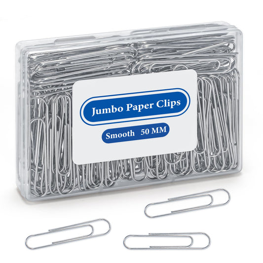 100 Pack Jumbo Paper Clips - Heavy Duty Silver