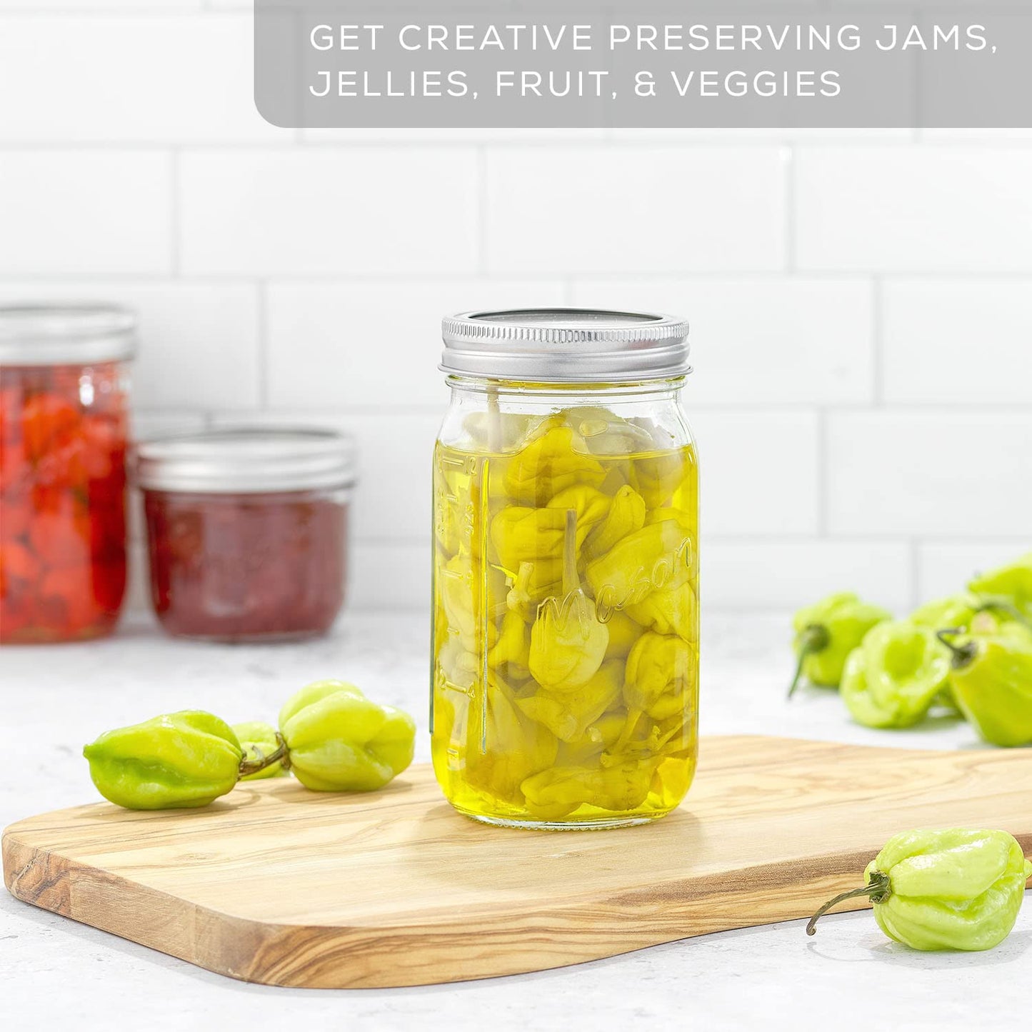 16 Oz Mason Jars 6-Pack with Lids & Labels